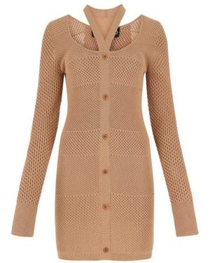 ANDREADAMO Biscuit Mesh Mini Dress - Natural