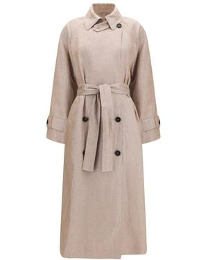 Brunello Cucinelli Shirt Collar Trench Coat - Natural