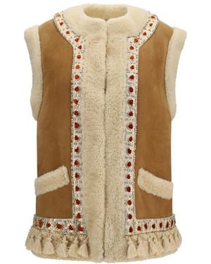 Valentino Embellished Mandarin Collar Jacket - Natural
