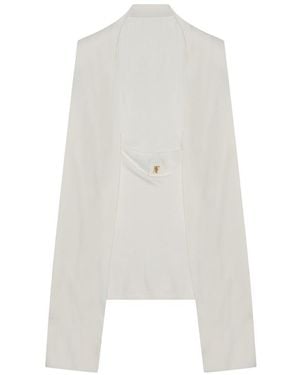 Alberta Ferretti Solid Round Neck Top - White