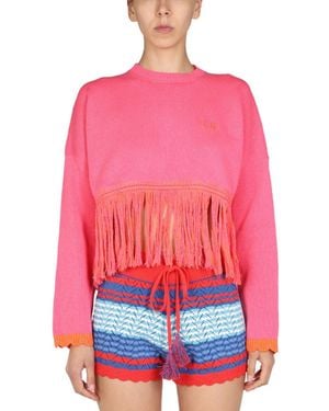 Gallo Knitted Crew Neck Sweater - Pink