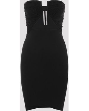 Rick Owens Strapless Ruched Bodycon Mini Dress - Black