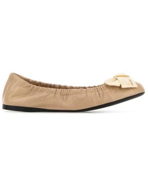 Prada Bow Ballet Flats - Natural