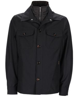 Moorer Solid Shirt Collar Jacket - Black
