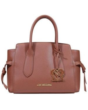 Love Moschino Logo Large Satchel - Brown