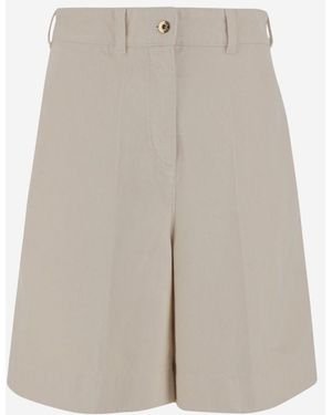 Patou Cotton Short Pants With Logo - Natural
