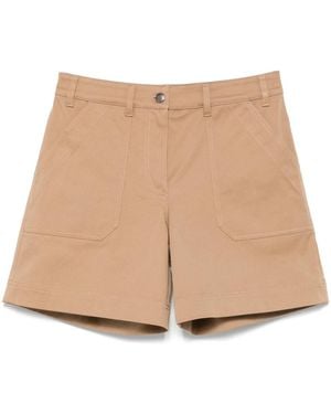 Moncler Cotton Gabardine Shorts - Natural