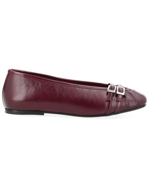 Alohas Burgundy Leather Ballet Flats - Red