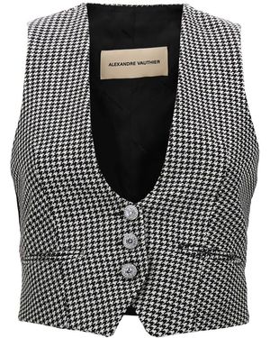 Alexandre Vauthier Houndstooth Waistcoat - Black