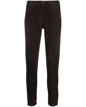 P.A.R.O.S.H. Slim-Fit Suede Trousears - Black