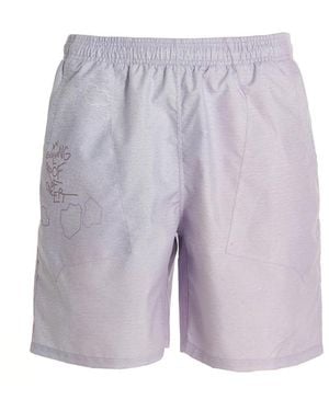 Objects IV Life Printed Drawstring Beach Board Shorts - Purple