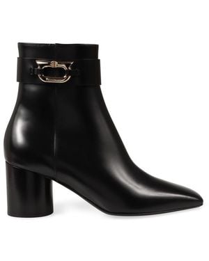 Ferragamo Solid Zipper Boots - Black