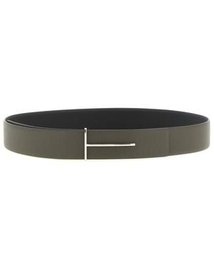 Tom Ford T Buckle Reversible Belt - White