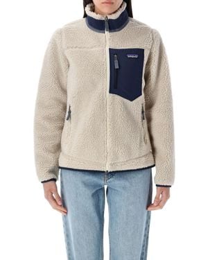 Patagonia Cream Retro-X Fleece Jacket - Blue