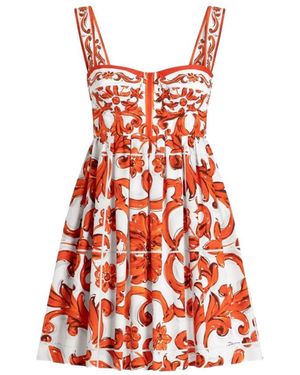 Dolce & Gabbana Dolce & Gabbana Maiolica Print Cotton Dress - Red