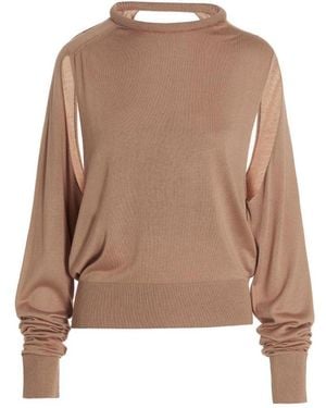 Ramael Silk Cut-Out Insert Sweater - Brown