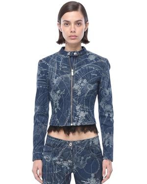 Off-White c/o Virgil Abloh Printed Band Collar Jacket - Blue