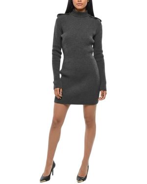 McQueen Knitted Turtle Neck Mini Dress - Black