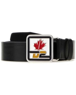 DSquared² Logo Buckle Belt - White