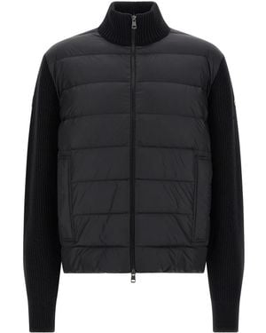 Moncler Two-Material Cardigan - Black