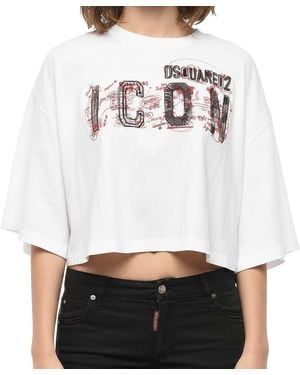 DSquared² Graphic Crew Neck T-Shirt - White