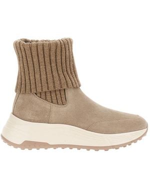 Hogan Knitted H669 Boots - Natural