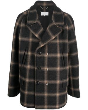 Maison Margiela Check-Pattern Wool Coat - Black