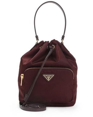 Prada Logo Bucket Bag - Brown