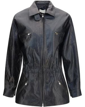 Magda Butrym Solid Shirt Collar Jacket - Gray