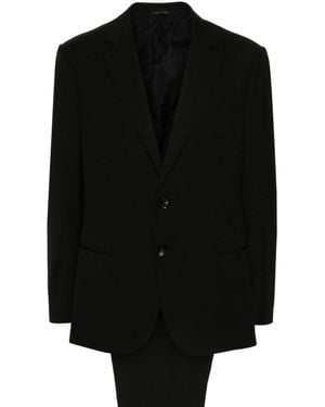 Giorgio Armani Double-Breasted Wool Blend Tuxedo Suit - Black