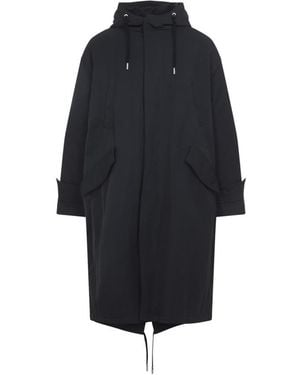 Ami Paris Dark Hooded Parka Jacket - Blue