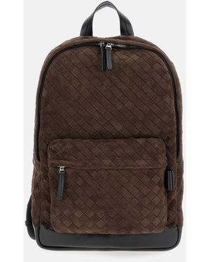 Bottega Veneta Dark Intecciato Backpacks - Brown