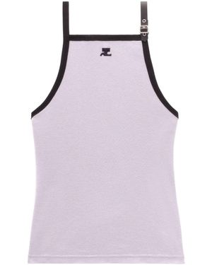 Courreges Buckle Cotton Tank Top - Purple