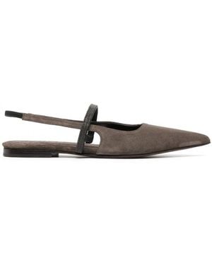 Brunello Cucinelli Dark Slingback Flats - White
