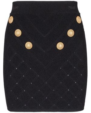 Balmain Logo Button Knitted Skirt - Blue