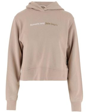 Palm Angels Logo Hood Sweatshirt - Natural