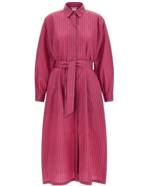 Max Mara Stripes Belted Maxi Dress - Pink