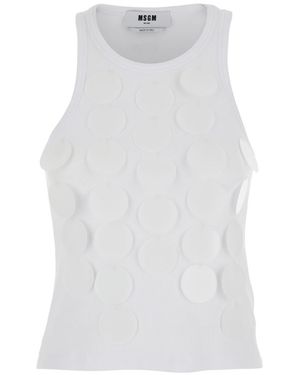 MSGM Embellished Round Neck Top - White