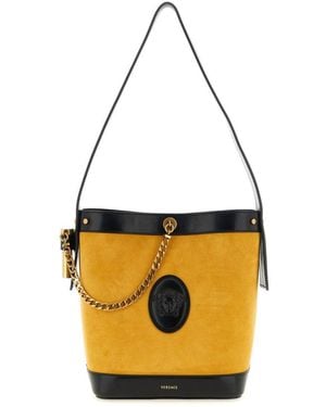 Versace Pivot Small Bucket Bag - Metallic