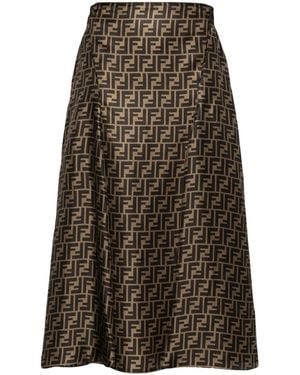 Fendi Ff Twill Skirt - Brown