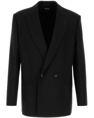 ZEGNA Peaked Lapel Blazer - Black