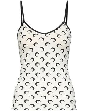 Marine Serre Printed Scoop Neck Top - Black