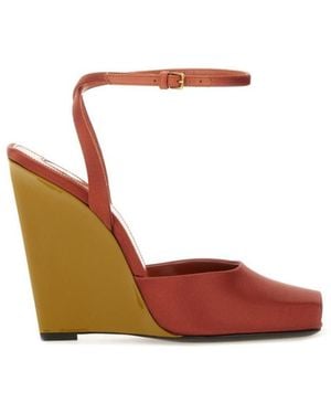 Saint Laurent Ankle Strap Wedges - Red