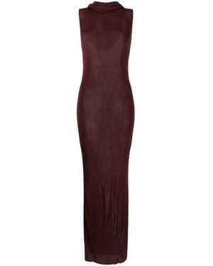 Saint Laurent Viscose Hooded Dress - Red