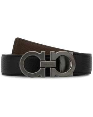 Ferragamo Logo Buckle Reversible Belt - Black