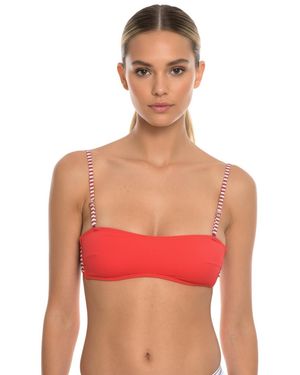 DIESEL Stripes Bikini Top Swimwear - Red