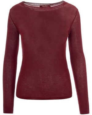 Max Mara Solid Boat Neck Sweater - Red