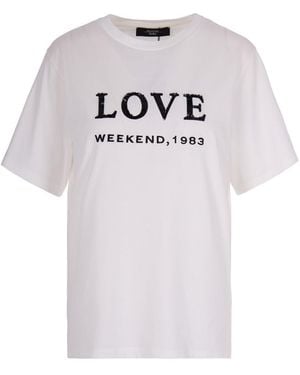 Weekend by Maxmara Graphic Crew Neck T-Shirt - Gray