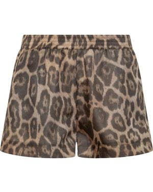 Stella McCartney Leopard Print Shorts - Brown