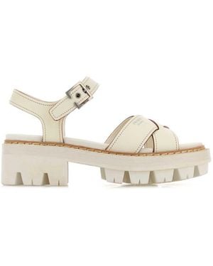 Prada Leather Sandals - White